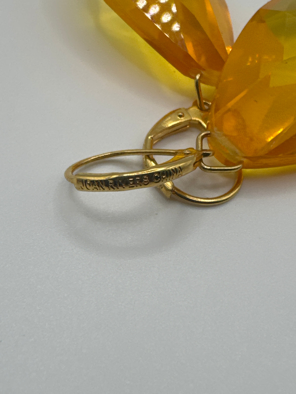 Joan Rivers Amber Teardrop Earrings Gold Tone Lever back Earrings