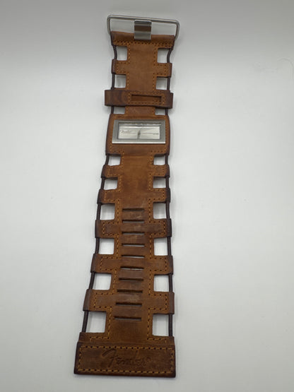 Fender Rectangle Silver Dial Quartz Watch Brown Leather Strap 30m/100Ft