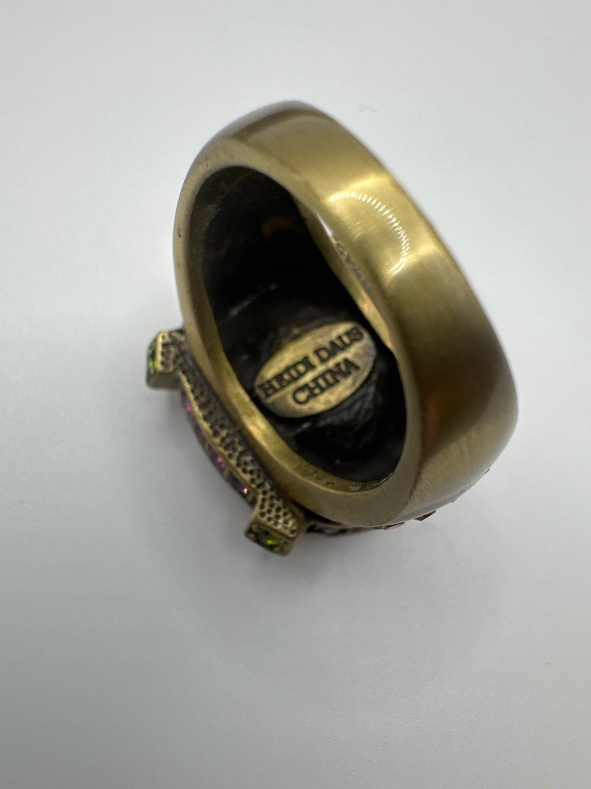 Heidi Daus Oval Red Stone Cocktail Ring Gold Tone Accents, Red/Gold Color size 8
