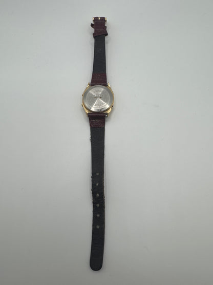 Casio Melody Vintage 1980s Digital Quartz Red Dial Gold Case red Leather Strap