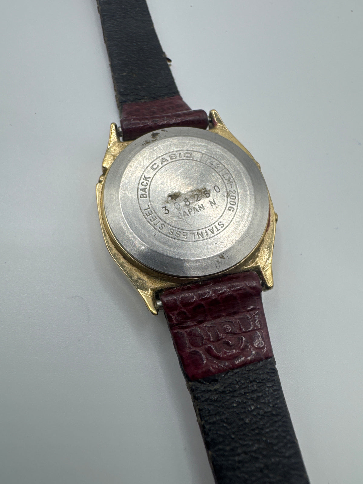 Casio Melody Vintage 1980s Digital Quartz Red Dial Gold Case red Leather Strap