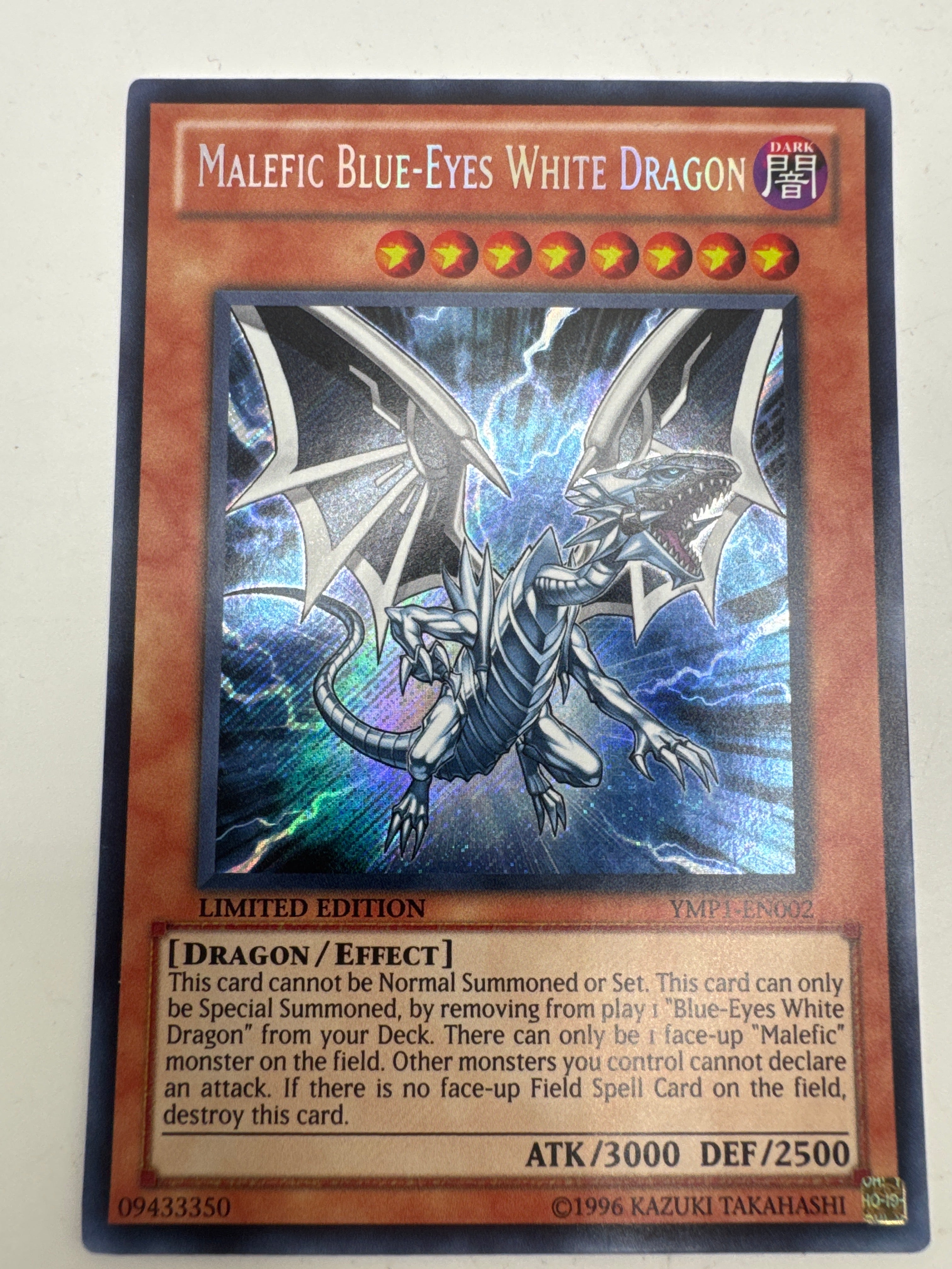 YuGiOh MALEFIC BLUE-EYES WHITE DRAGON Secret Rare Limited Edition YMP1-EN002
