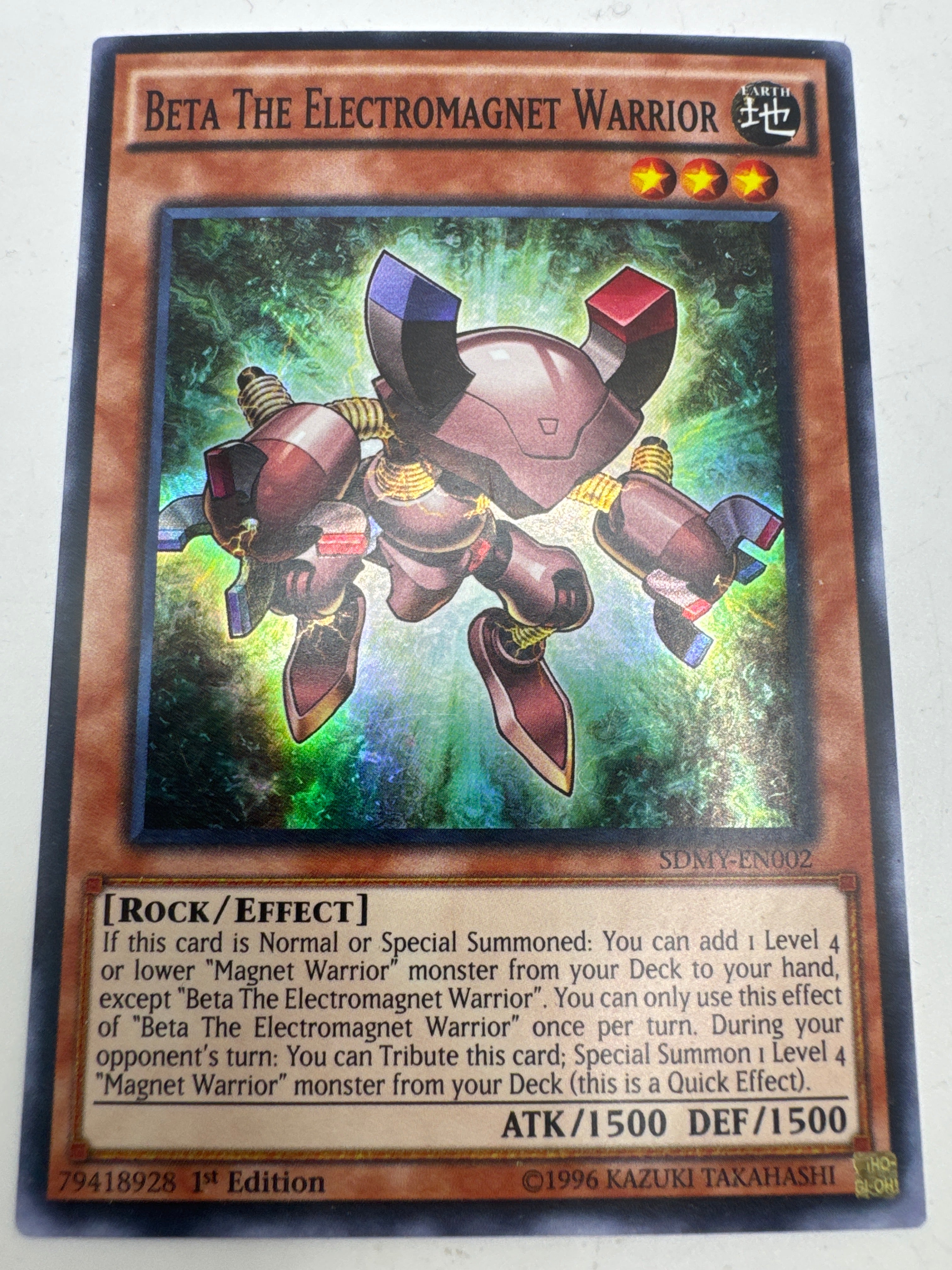 Yugioh Beta The Electromagnet Warrior SDMY-EN002 1st Edition Super Rare NM