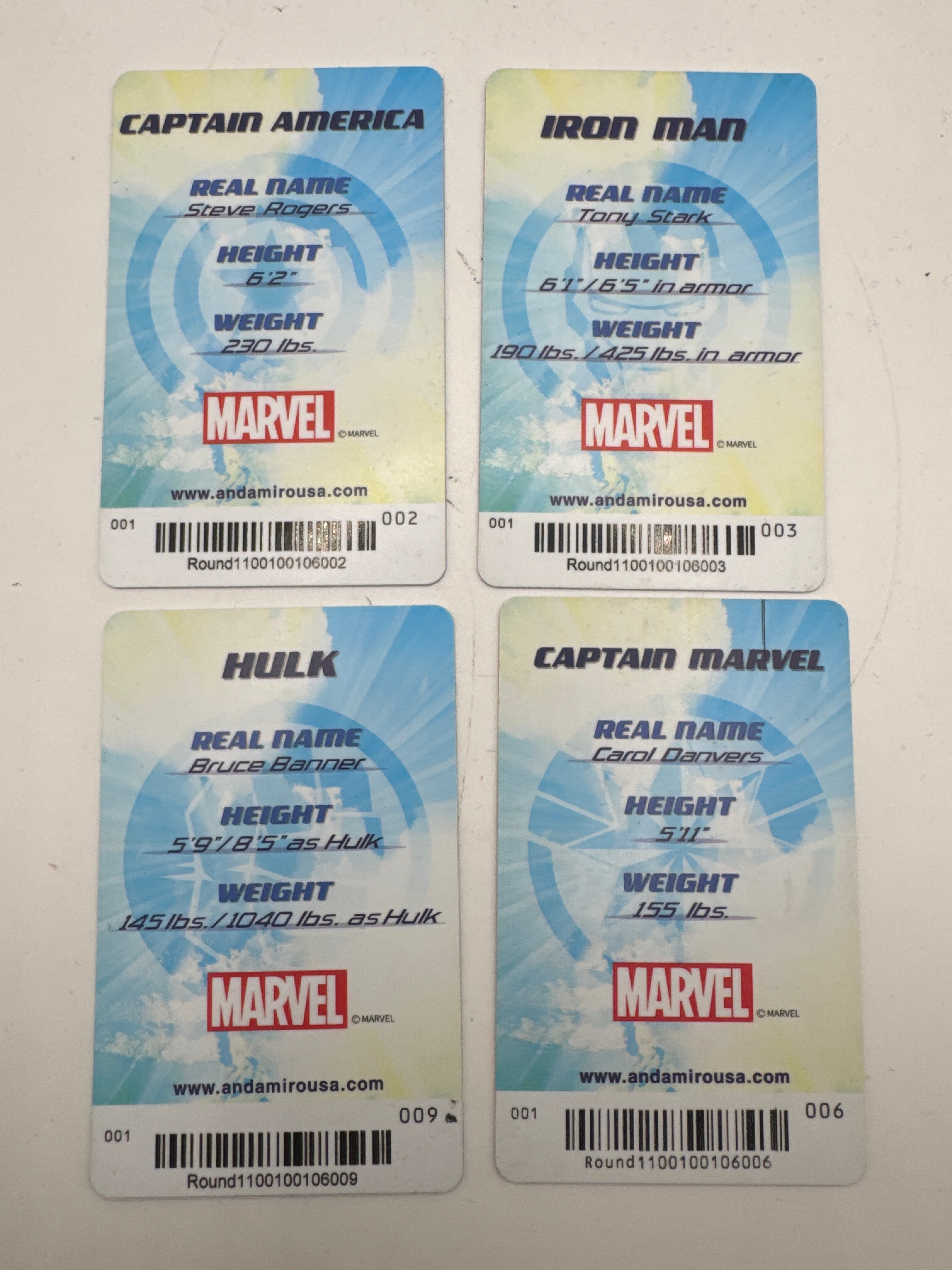 Marvel Round 1 Arcade Ticket/ Point Collectible Cards (4 Cards)