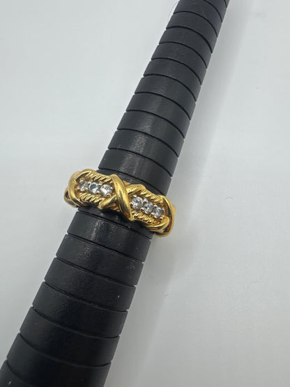Vintage Jackie Kennedy JBK Crystal Gold Tone Ring size 7.25