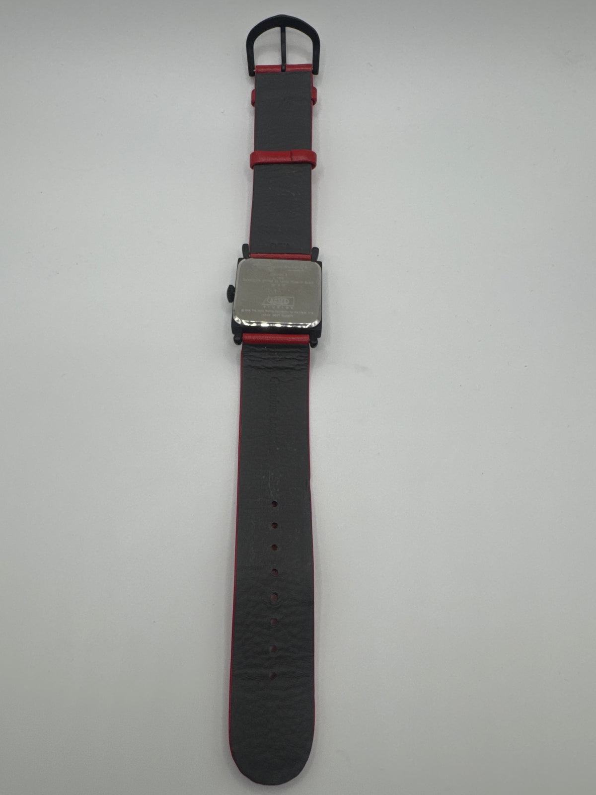 1996 ACME Studio Quadrant S Andy Warhol Art Square Quartz Watch Red/Black Leather