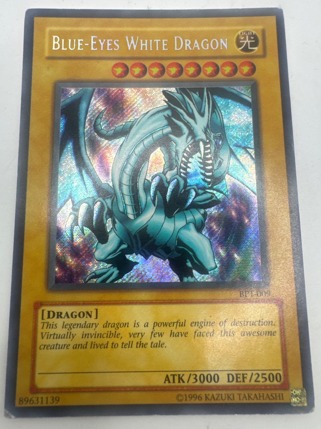 2003 Blue-Eyes White Dragon BPT-009 Secret Rare Fair Condition