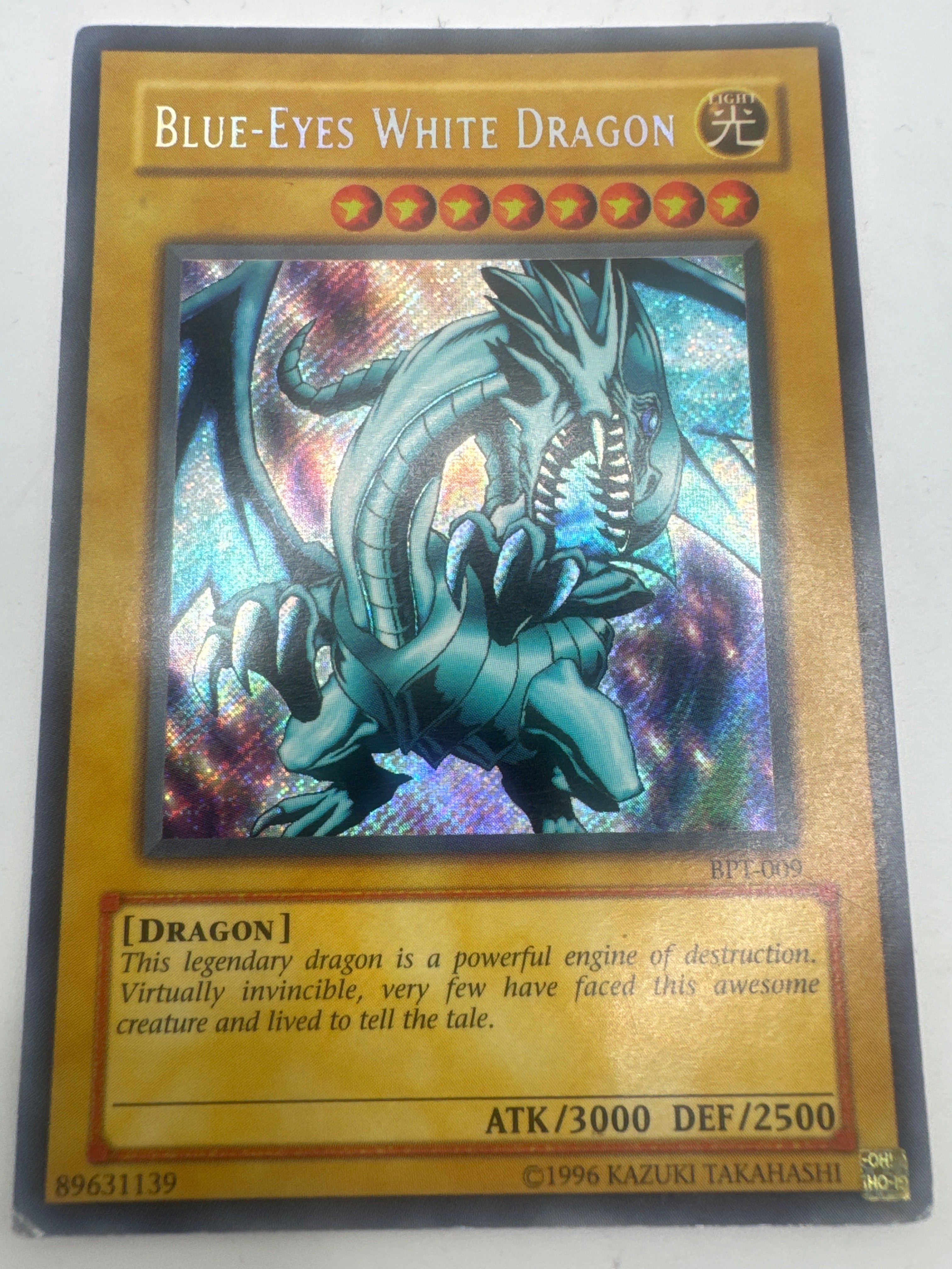 2003 Blue-Eyes White Dragon BPT-009 Secret Rare Fair Condition