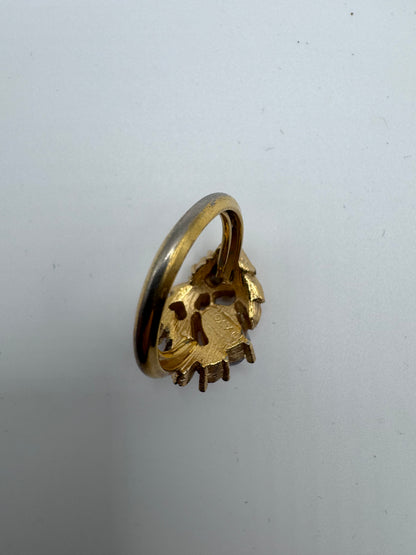 Vintage Art Nouveau Avon Pink Faux Opal Leaf Floral Design Ring size 7